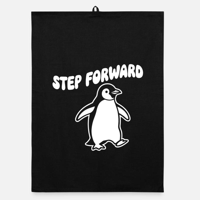 Schritt Vorwärts Pinguin – Linienkunst Organic Geschirrtuch