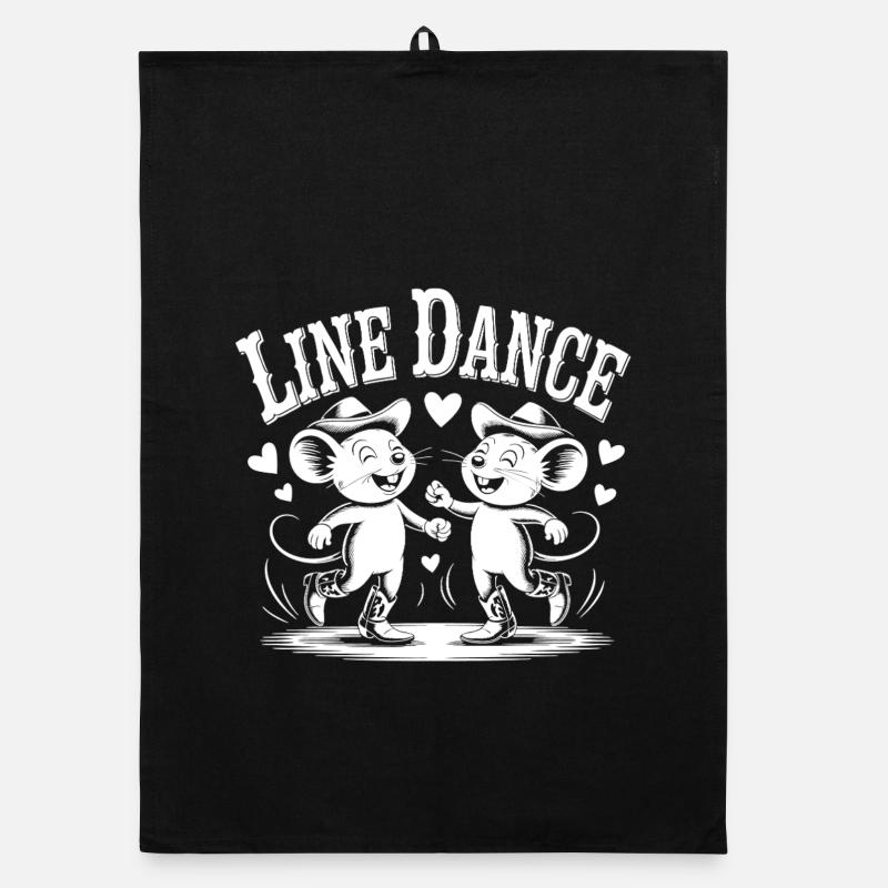 Line Dance Mice Illustration Organic dish towel