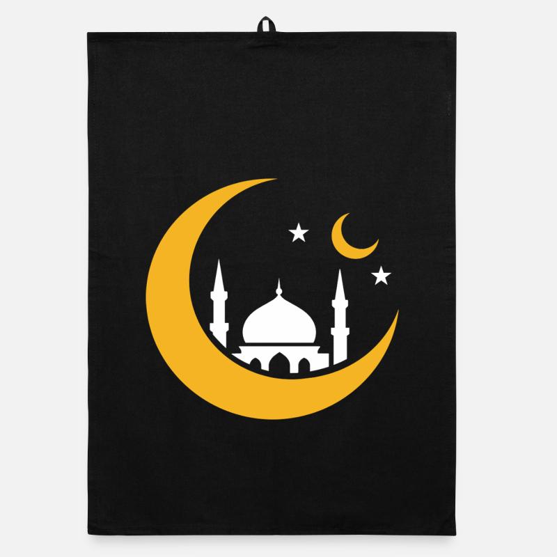 Islam Crescent Moon Mosque Silhouette Organic dish towel