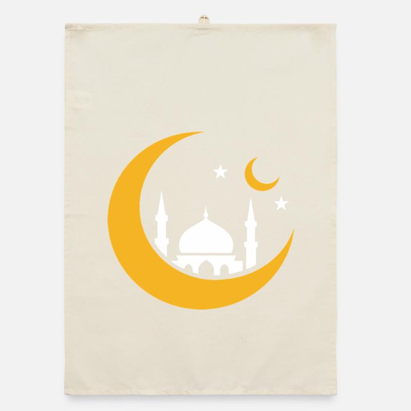Islam Crescent Moon Mosque Silhouette Organic dish towel