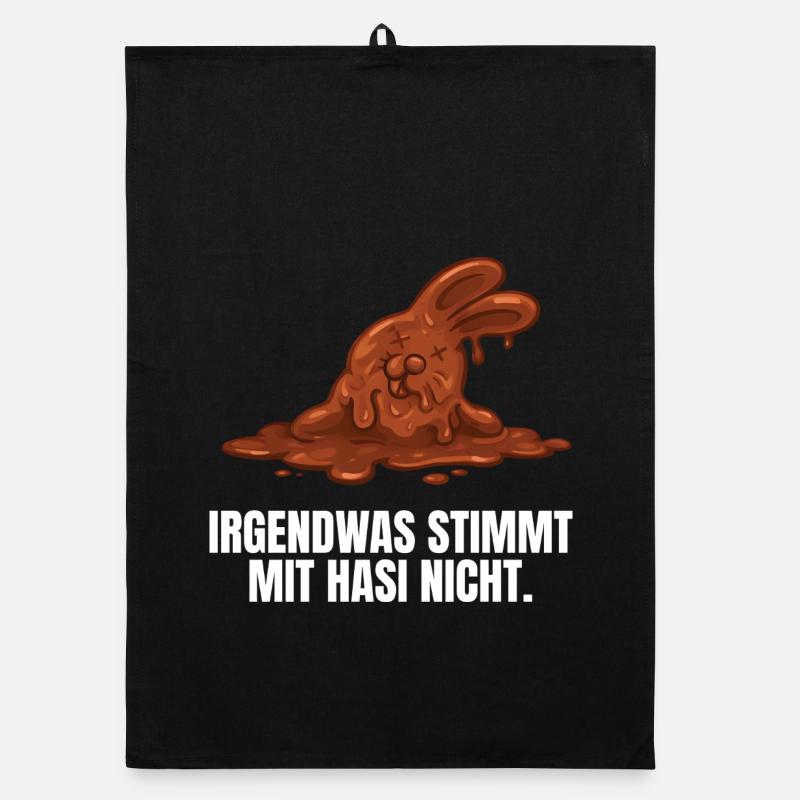 Schokoladenhase Ostern - Organic Geschirrtuch - Schwarz