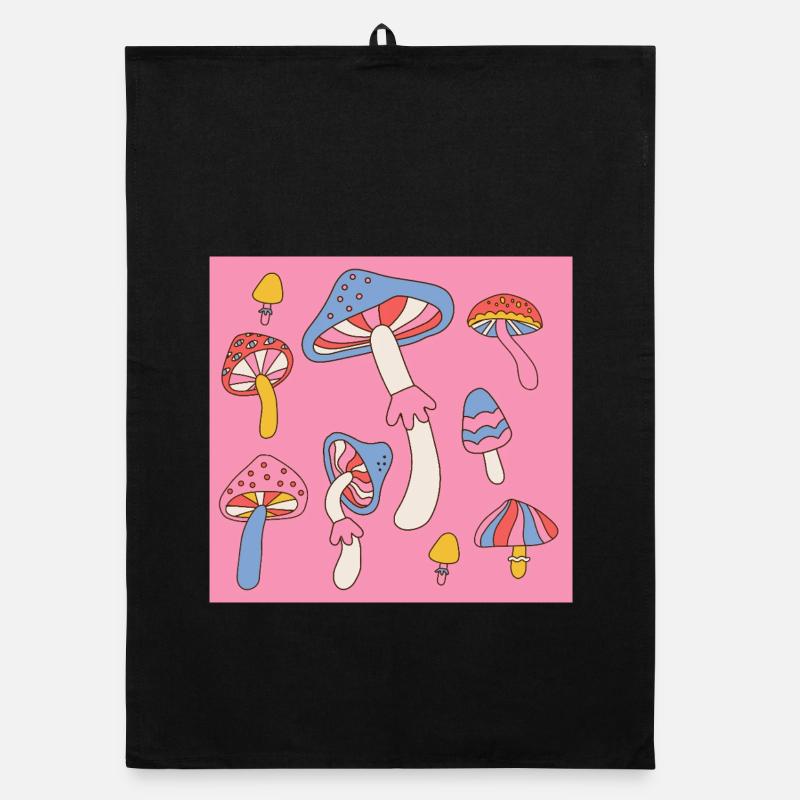 Retro Mushroom Pattern – Psychedelic 70s Design Organic Geschirrtuch