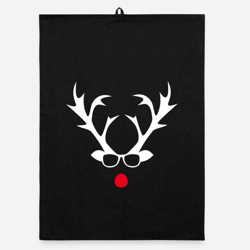 Silhouette de Rudolph avec lunettes Torchon bio