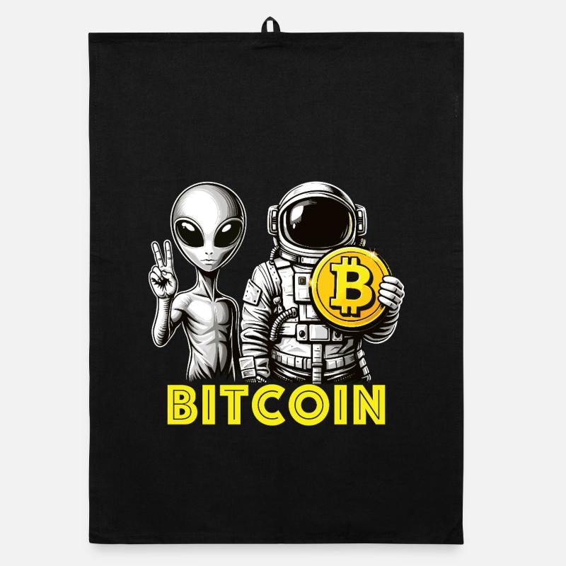 Bitcoin Alien Astronaut Crypto vers la Lune Torchon bio