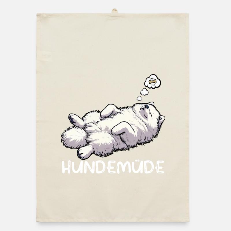 Hundemüde Samojede Samojedenbesitzer Samojedenhund Organic Geschirrtuch