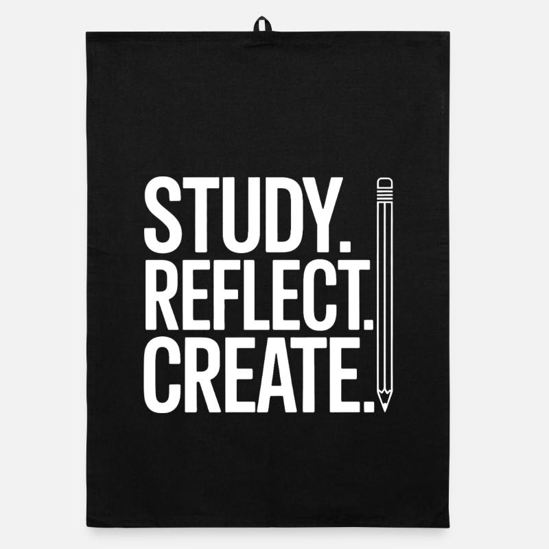 Study Reflect Create Pencil Typography Organic dish towel