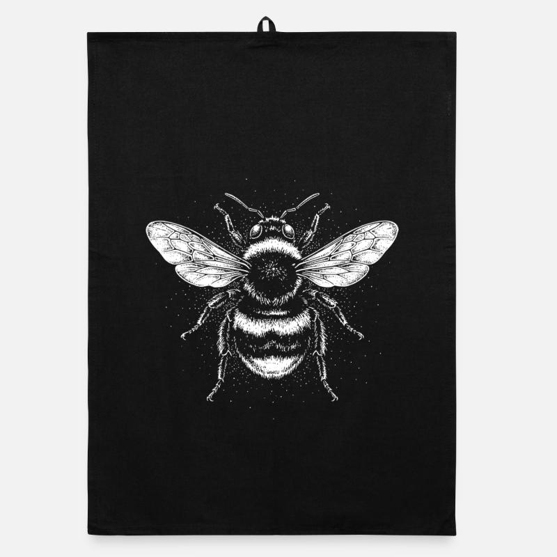 Monochromes Bieneninsektendesign Organic Geschirrtuch