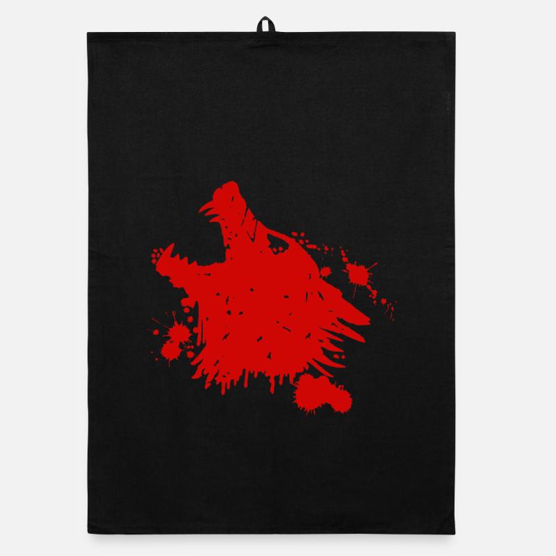 Howling red wolf Organic dish towel