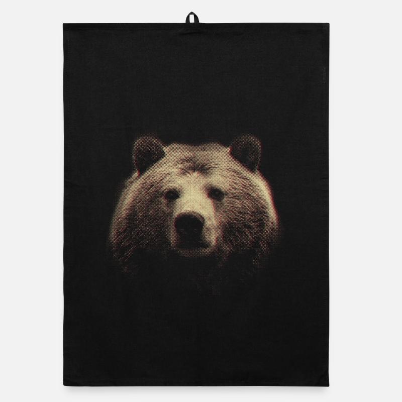 Tête d’ours rouge à demi-tons Torchon bio