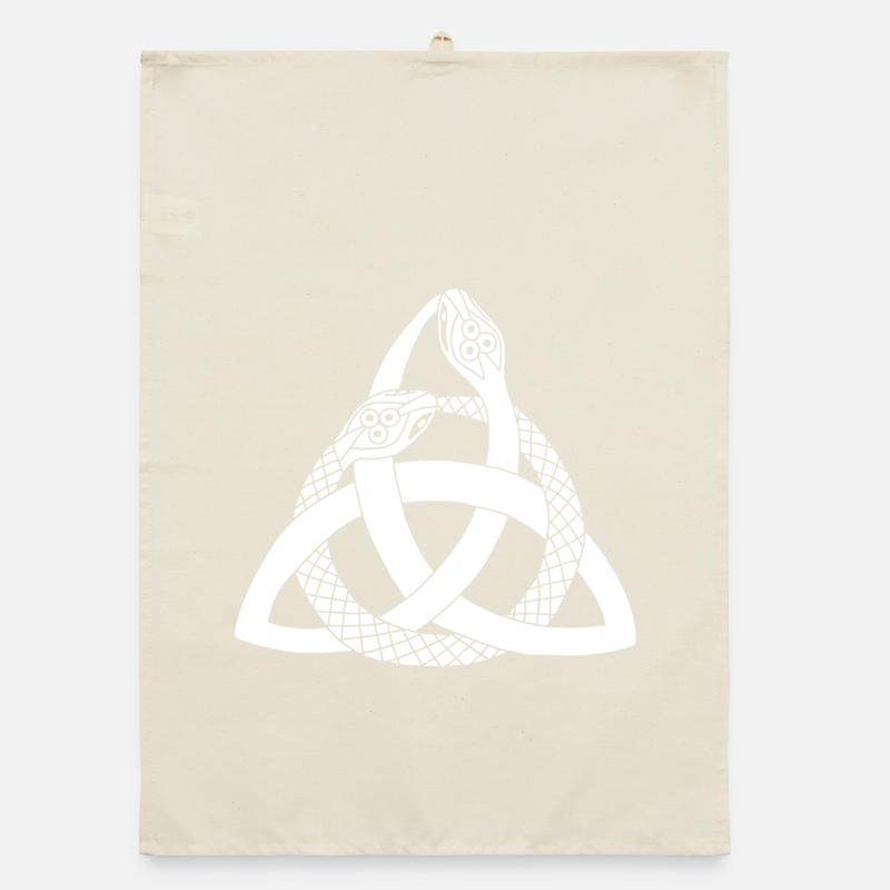 Serpents blancs et symbole celte Torchon bio
