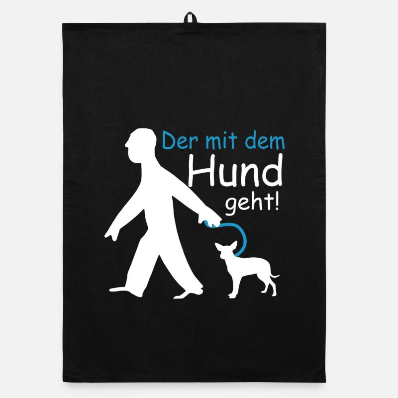 Der mit dem Hund geht - Organic Geschirrtuch - Schwarz