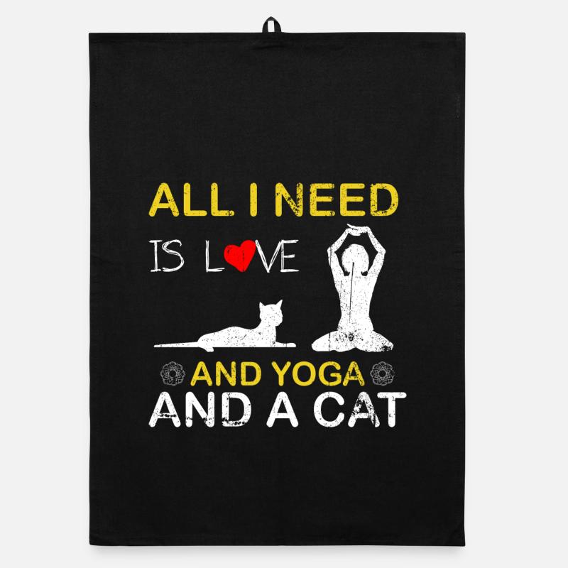 Love Yoga and a Cat Organic dish towel