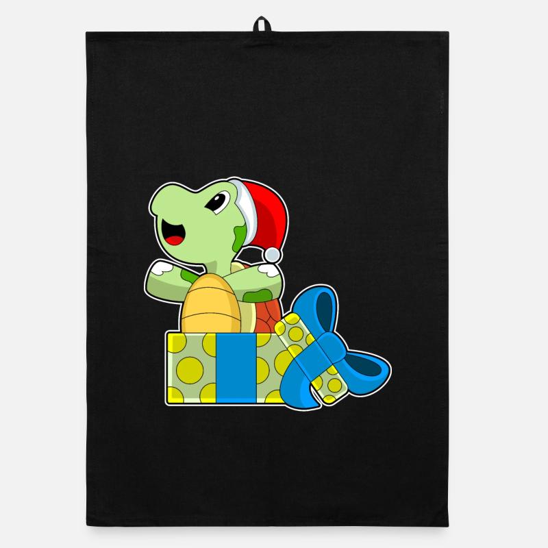 Turtle Christmas Packages Organic dish towel