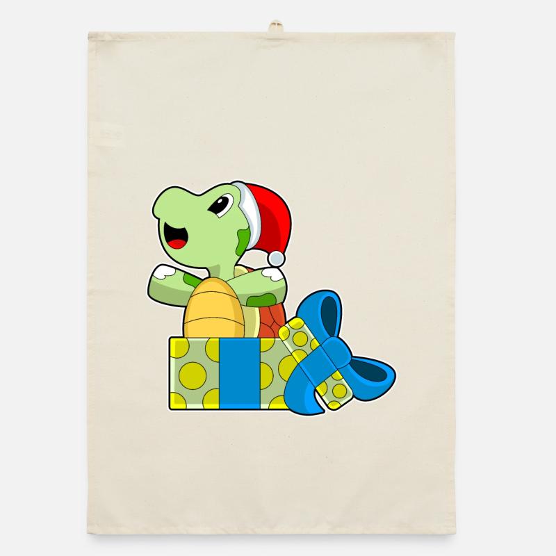 Turtle Christmas Packages Organic dish towel