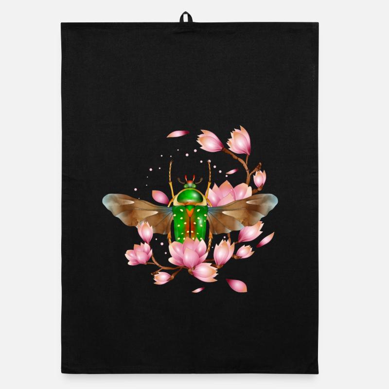 Stephanorrhina guttata espèce de coléoptère avec magnolia Torchon bio