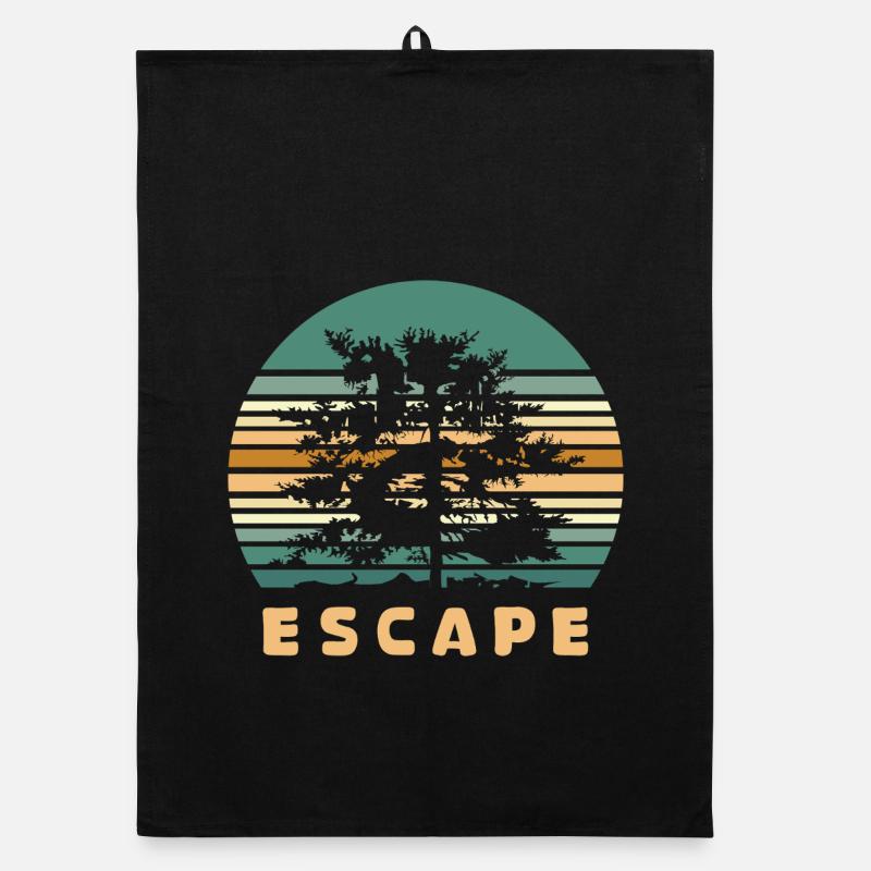 Escape Forest Design - Logo d’aventure rétro dans la nature Torchon bio
