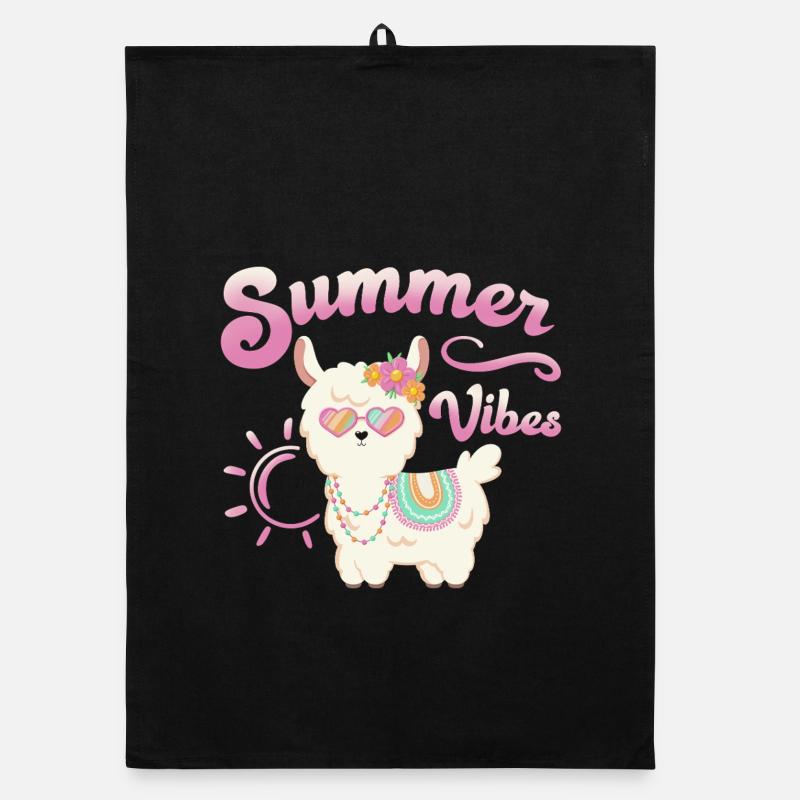 Llama Summer Alpaca - Summer Vibes Organic dish towel