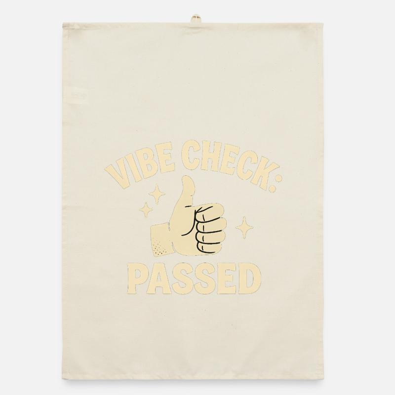 Vibe Check Passed Retro Badge Funny Meme  Organic dish towel