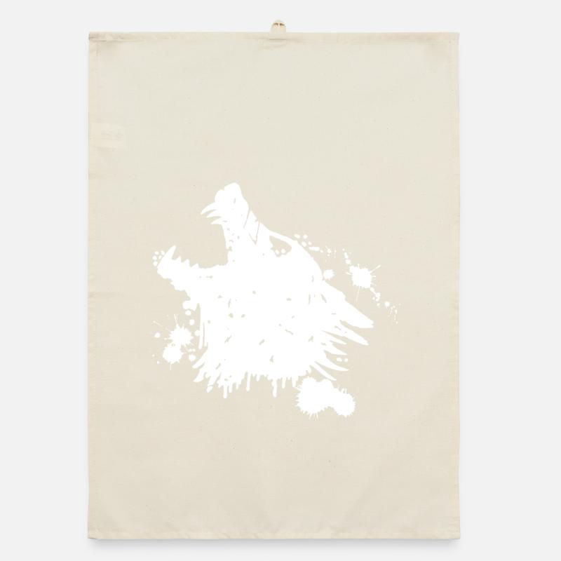 White wolf howling Organic dish towel