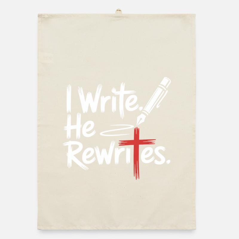 I Write He Rewrites Glauben Jesus Organic Geschirrtuch
