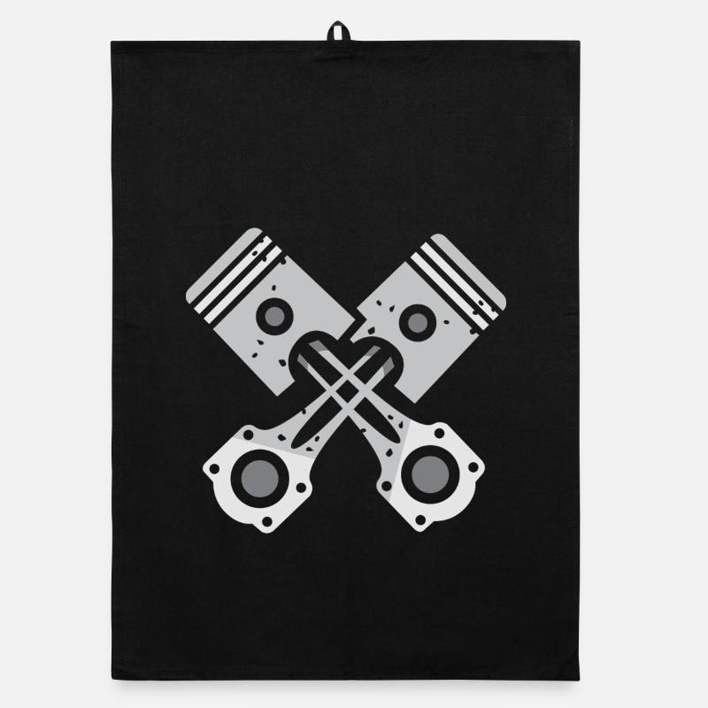 Crossed Piston Gray Mechanic Design Organic dish towel