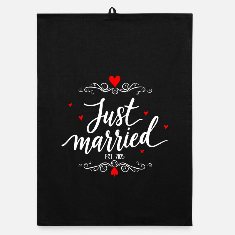 Just Married Wedding Design Organic dish towel