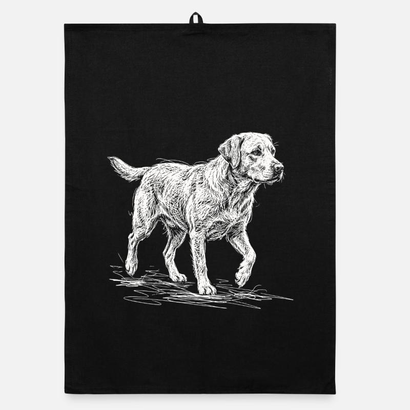 Labrador Sketch White – Minimalist Design Organic dish towel