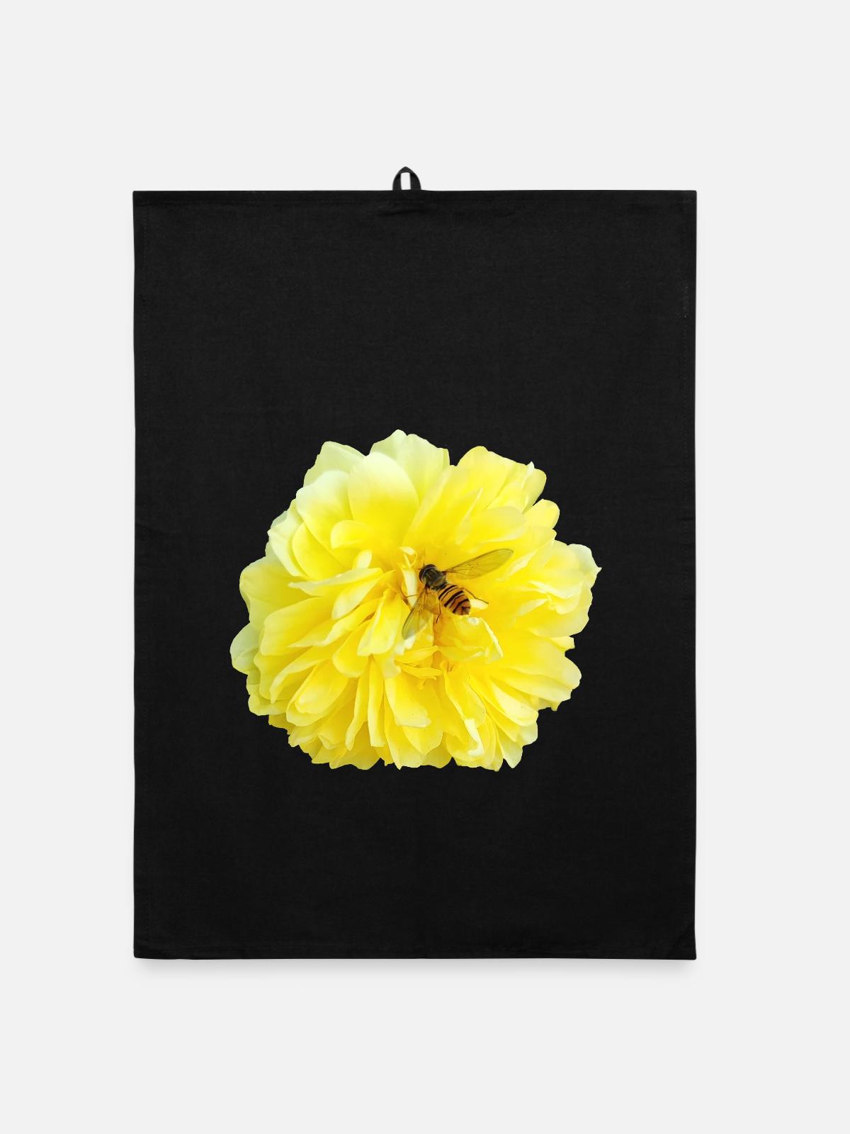 Yellow_Rose_-_Bee_Nature_Photography - Torchon bio - noir - Devant
