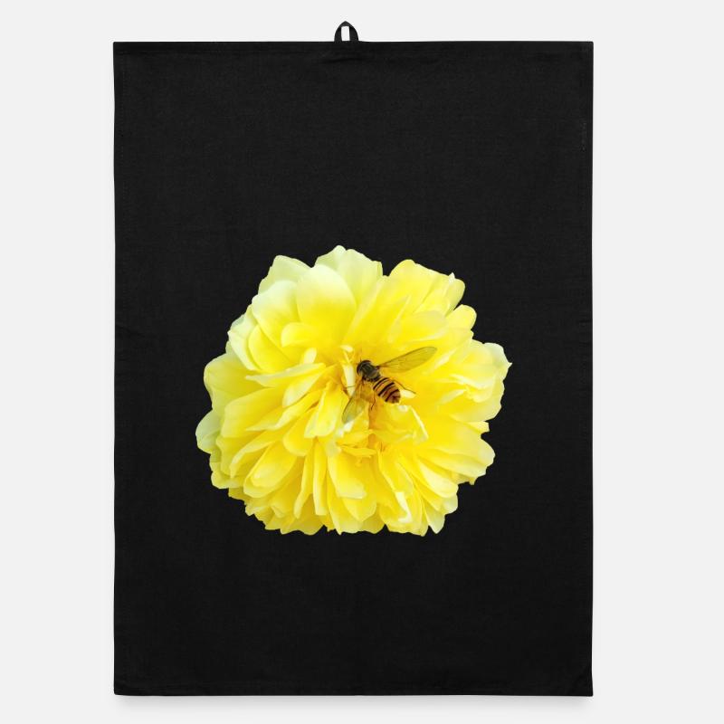 Yellow_Rose_-_Bee_Nature_Photography - Organic dish towel - black