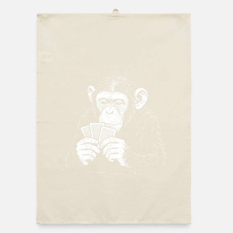 Chimp playing Cards Organic dish towel