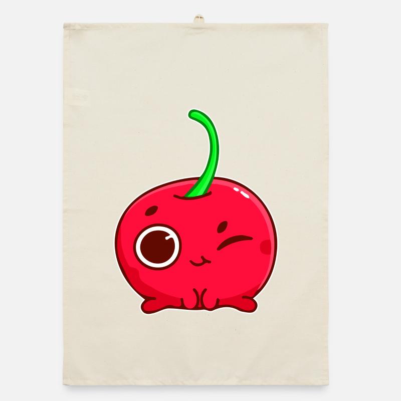 Sweet cherry winks - design Organic dish towel