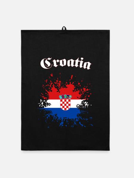 Kroatien Splatter Croatia - Organic Geschirrtuch - Schwarz - Vorne