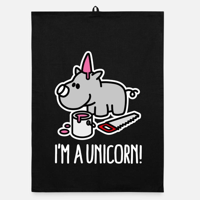 Ich bin ein Einhorn Nashorn lustige mollig BBW Plus Größe - Organic Geschirrtuch - Schwarz