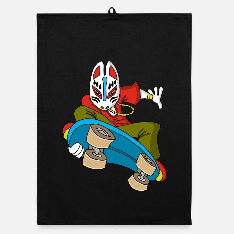 Renard étrange en skateboard Torchon bio