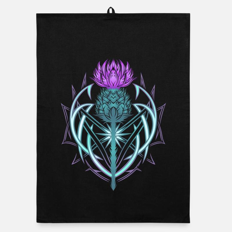 Distel Schild Celtic Knots Thistle Lover - Organic Geschirrtuch - Schwarz