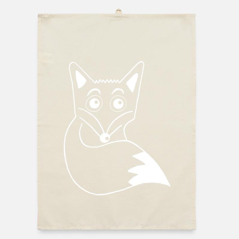Cute White Fox Organic dish towel