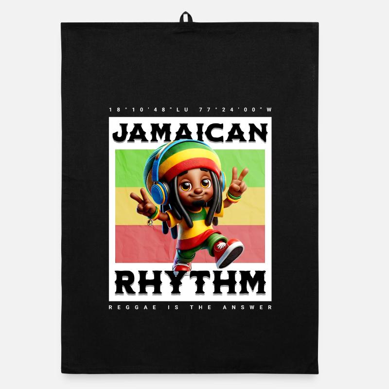 Jamaican Rhythm Motif Organic dish towel