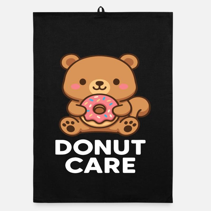 Cuddly bear with donut accessory Organic dish towel