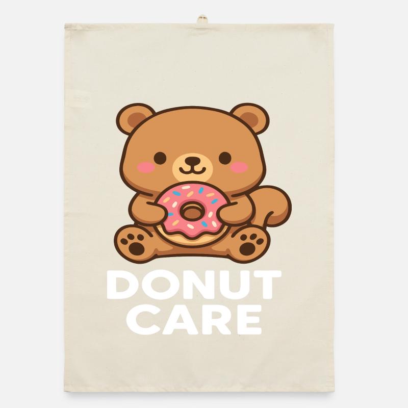 Kuscheller Bär mit Donut-Accessoire Organic Geschirrtuch