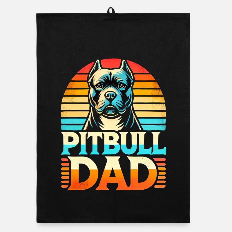 Pitbull Dad Retro Sunset, Dog Father  Organic dish towel