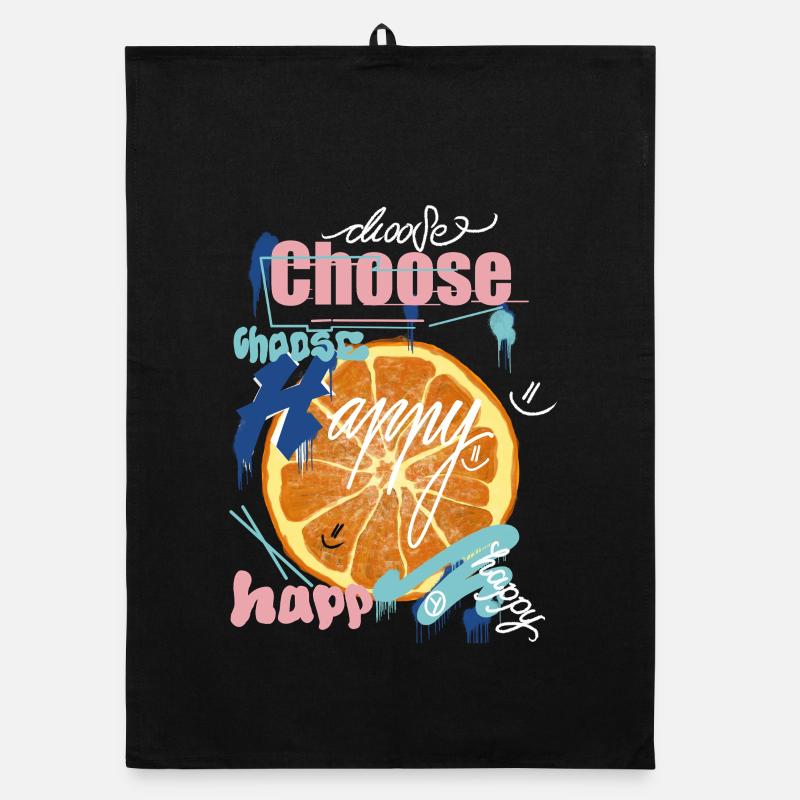 Orangene Freude Collage Organic Geschirrtuch