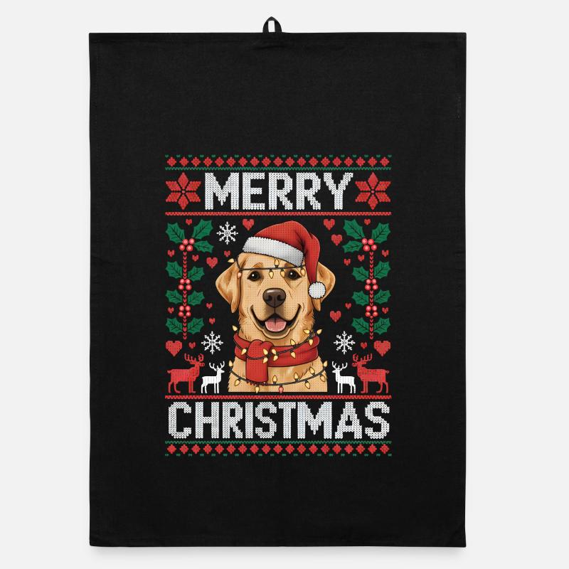 Labrador Retriever Cadeau de Noël Torchon bio