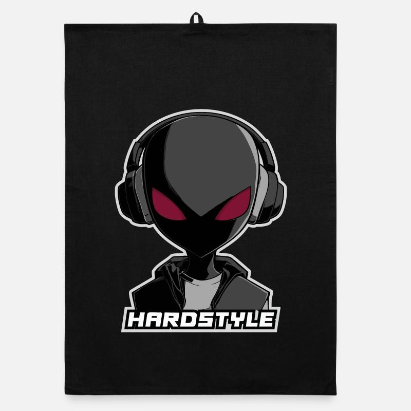 Hardstyle Alien – Musik Design mit Kopfhörern Organic Geschirrtuch