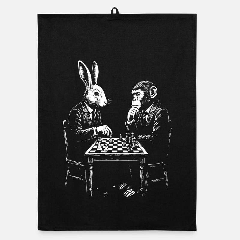 Duel d’échecs entre le lapin et le singe Torchon bio