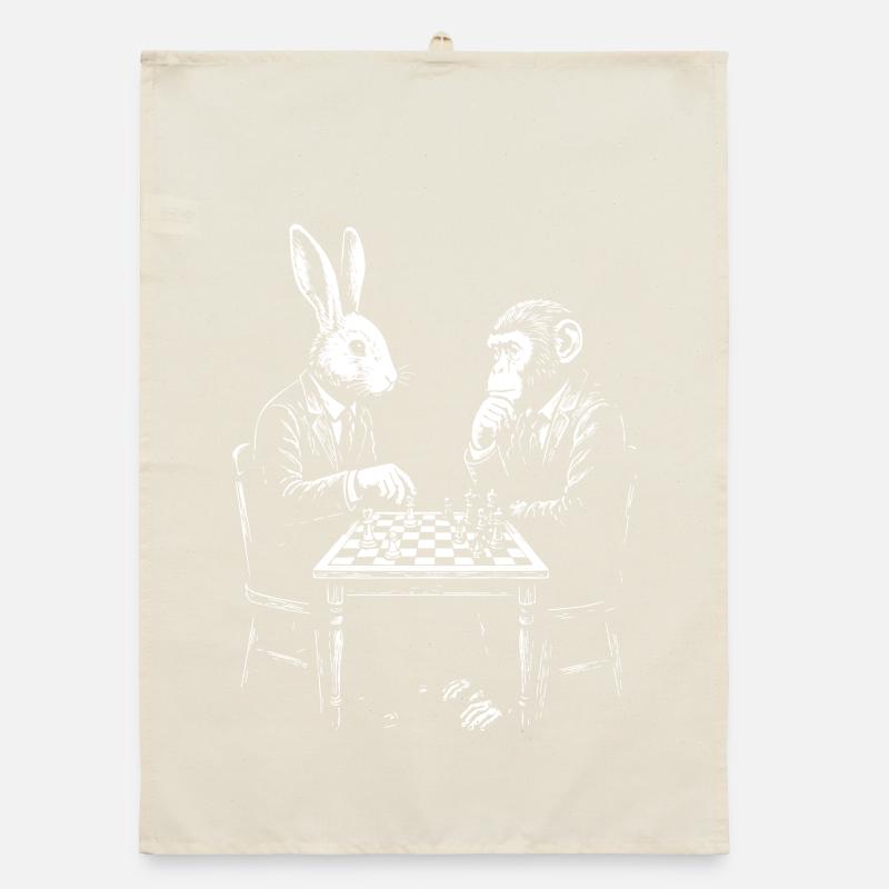 Hasen-Affen-Schachduell Organic Geschirrtuch