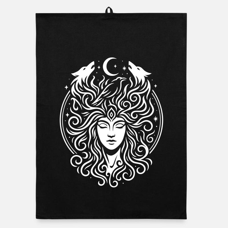 Rauhnächte Lichtpercht avec Direwolves & Moon Torchon bio