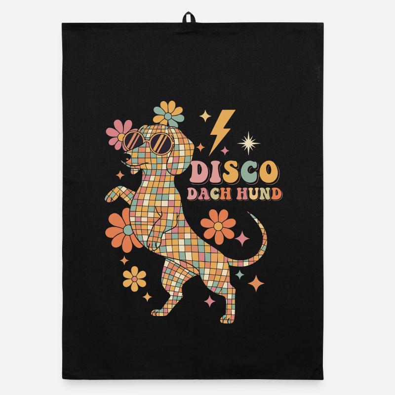 Techno Disco Dachshund Ball Party Drôle Torchon bio
