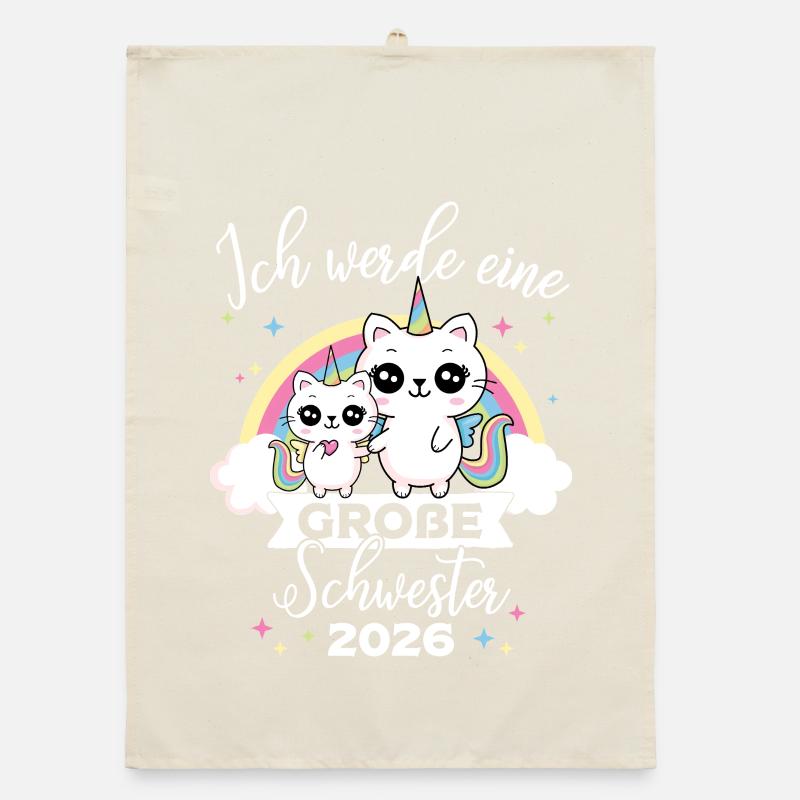 Ich werde Große Schwester 2026 Schwangerschaft Organic Geschirrtuch