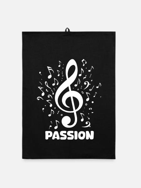 PASSION clef music design - Organic dish towel - black - Front