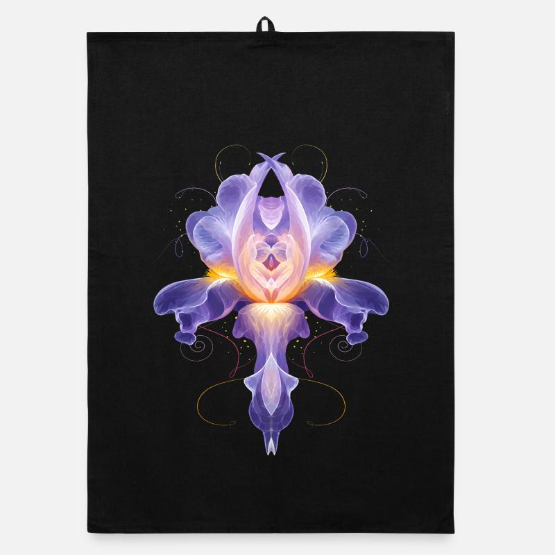 Abstrakte Iris Blüte Leuchtendes Florales Design Organic Geschirrtuch